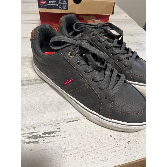 Levi’s comfort insole Turner-Tumbled Wax Charcoal Tan lace up sneakers size 10M - Picture 2 of 11